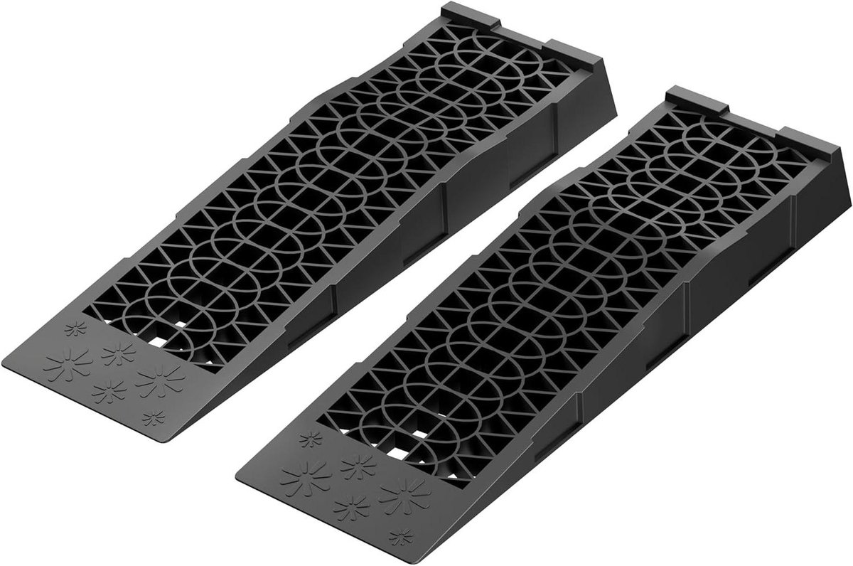Oprijplaten Set - Nivelleerblokken - Voertuig Verhogen - Extra Vlak Ontwerp - 3000 kg Capaciteit - Zwart