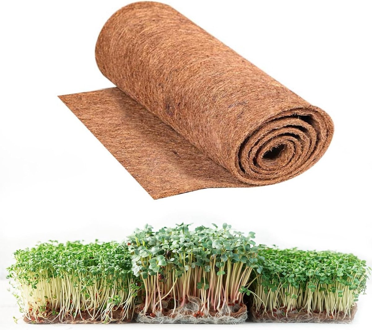 Microgreens Kweekmat van Kokosvezel 25 x 400 cm voor Planten, Zaai- en Groei Pads, Hydroponische Tuinbouw en Bloembakken