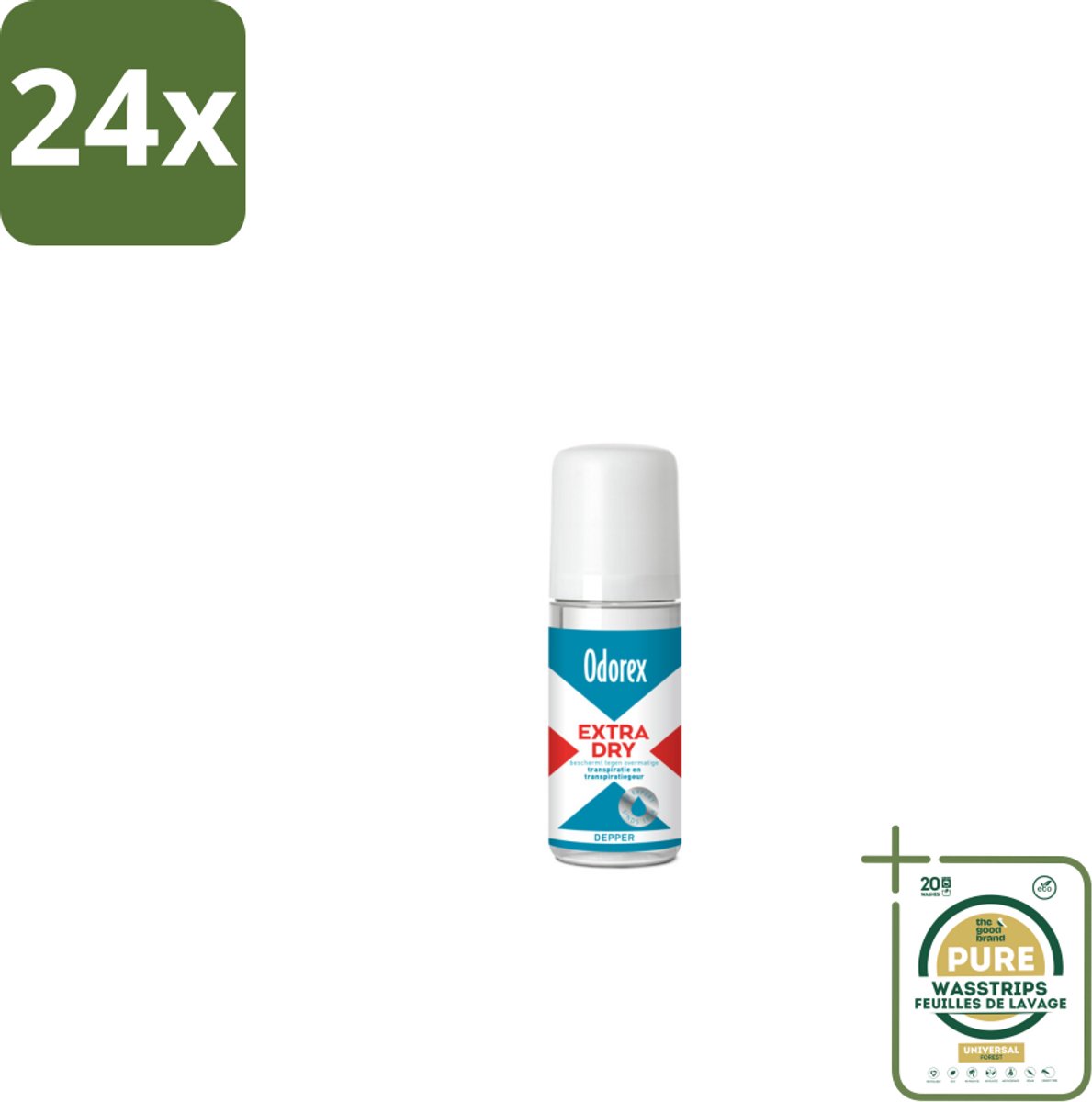 Odorex Depper - Deodorant Roller - Extra Dry - Krachtige Bescherming - 50 ml - Voordeelverpakking - 24 stuks - Deodorant - Depper