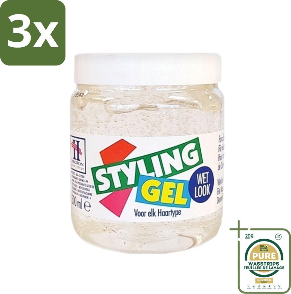 3 x Hegron - Styling Gel - Wetlook Wit - Glanzende Afwerking - 150 ml - Grootverpakking - Styling Gel - Wetlook Gel - Glans Haar - Haar Fixatie - Haar Stijl