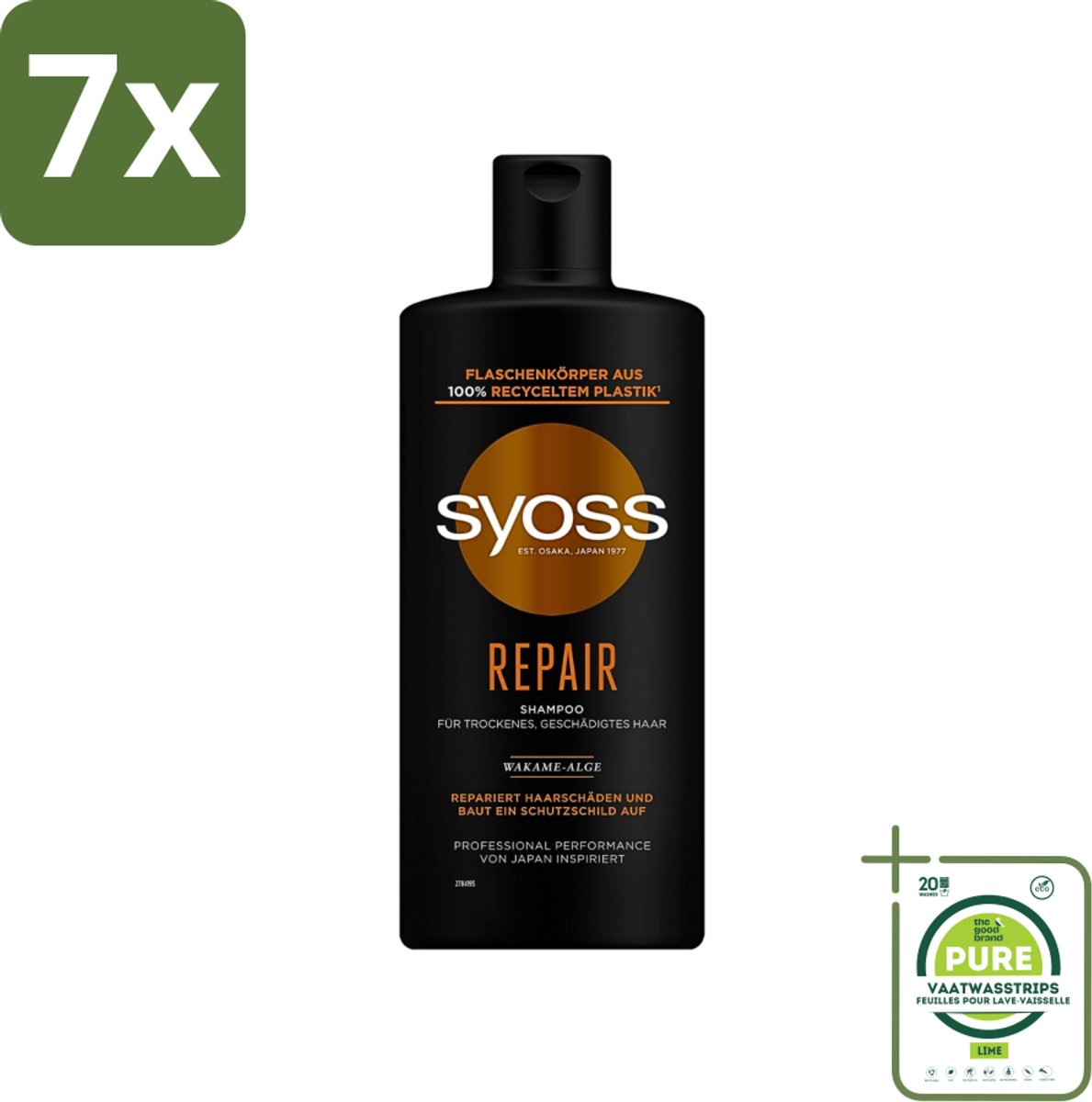 7 x Syoss Repair Shampoo - Shampoo - Herstel - 440 ml - Grootverpakking - Herstel Haar - Beschadigd Haar - Haar Herstellen - Haar Versterken - Haar Structuur