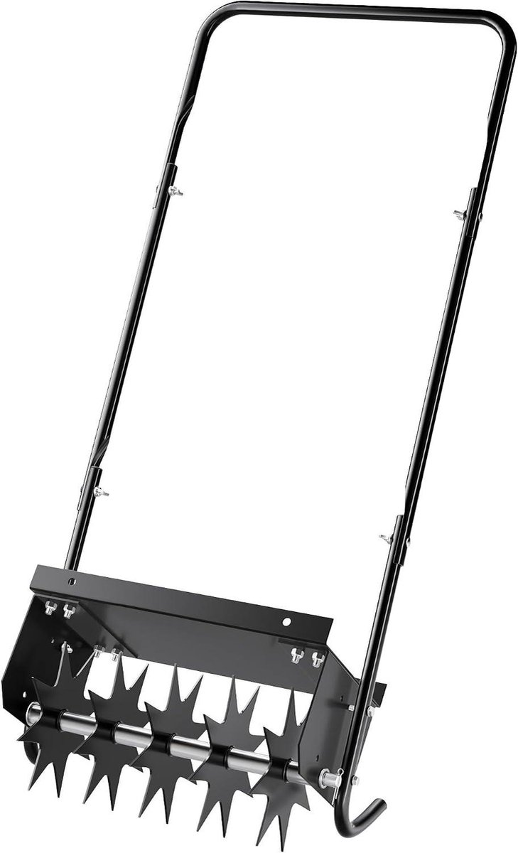 Gazonbeluchter Verticuteerder - Bodemverbeteraar Tuingereedschap - Gazon Onderhoud - 5 Stalen Spiesschijven - 40 cm Werkbreedte - Zwart