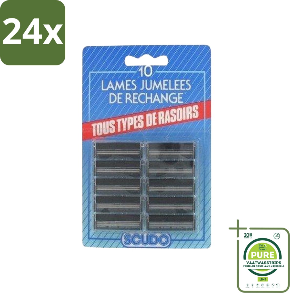 Scudo - Scheermesjes - 2 Scheerbladen - Vervangmesjes voor Gillette G2 & Contour - 10 Mesjes - Voordeelverpakking - 24 stuks - Scheermesjes - Scudo mesjes