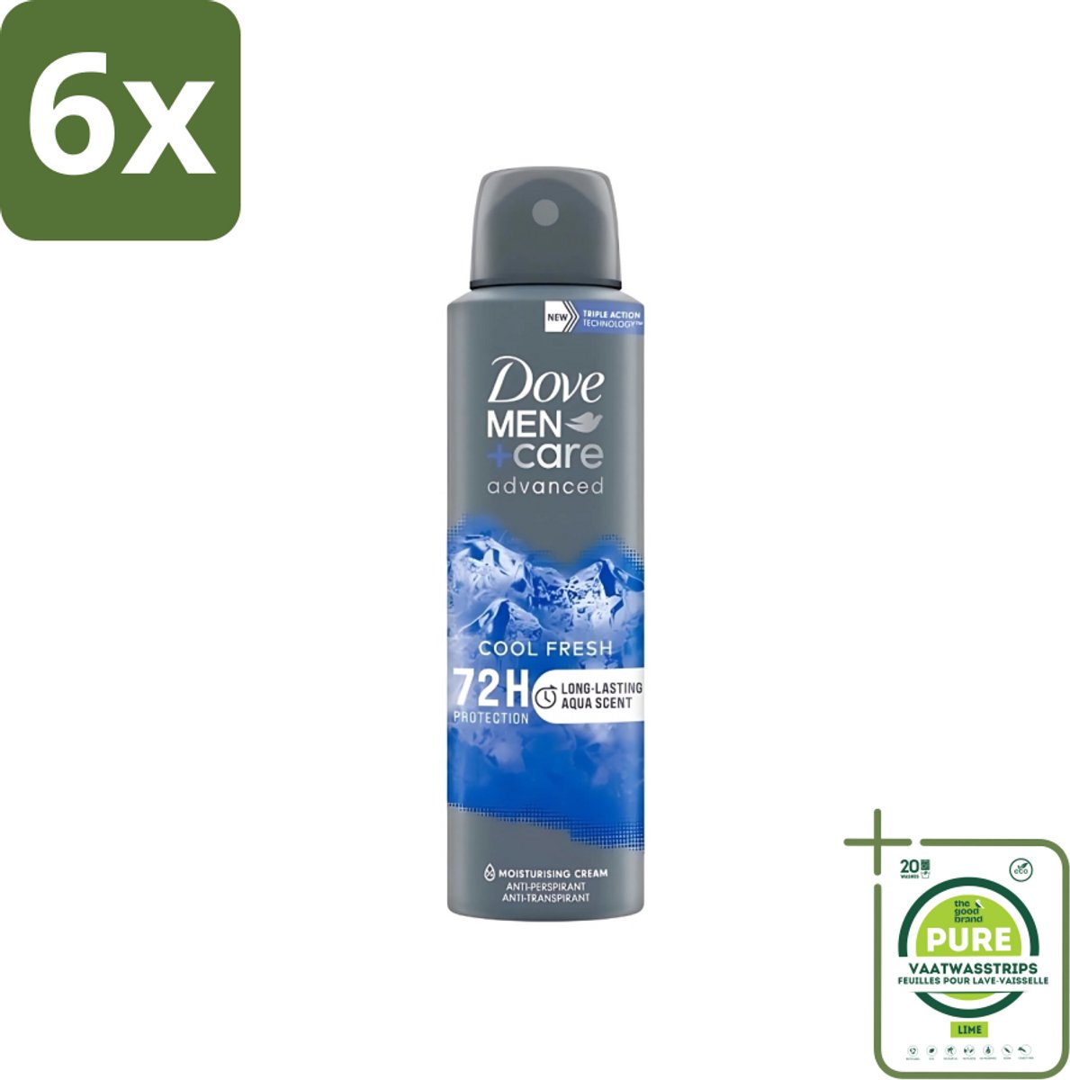 Dove - Deodorant - Men Care Cool Fresh - Verfrissend en langdurige bescherming - 150 ml - Voordeelverpakking - 6 stuks - Dove Men+Care Cool Fresh - Deodorant spray