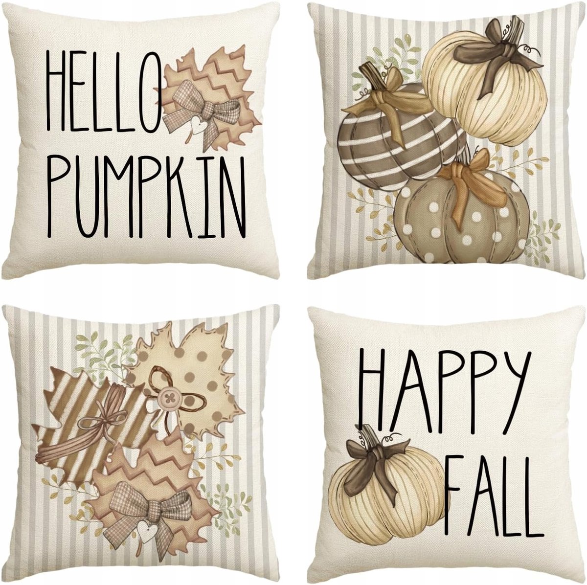 Set van 4 Kussenhoezen 45x45 cm - Decoratieve Herfst Stijl