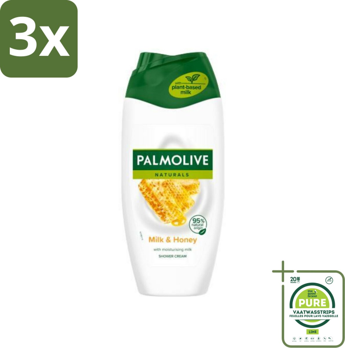 3 x Palmolive Naturals - Douchecrème - Honing & Melk - Hydraterende Melk - 250 ml - Grootverpakking - Douchegel - Melk - Honing - Hydraterende Douchegel - Huid Verzorging