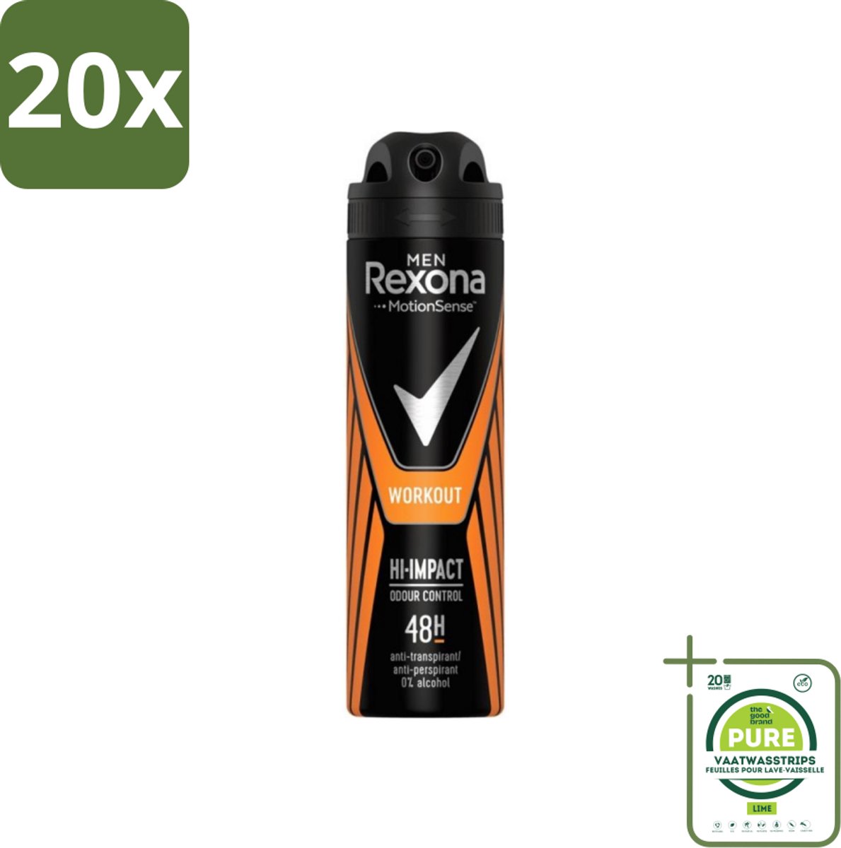20 x Rexona Men - MotionSense - Deodorant Spray - Anti-transpirant - 150 ml - Grootverpakking - Deodorant Spray - Zweetgeur - Zweetbescherming - Mannelijke Deodorant - Anti-transpirant