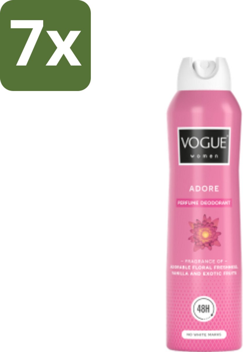 7 x Vogue Adore Parfum Deodorant 150 ml - Parfum Deodorant - Parfum En Deodorant - 24 Uur Bescherming - Zweetbescherming - Geur Van Bloemige Frisheid