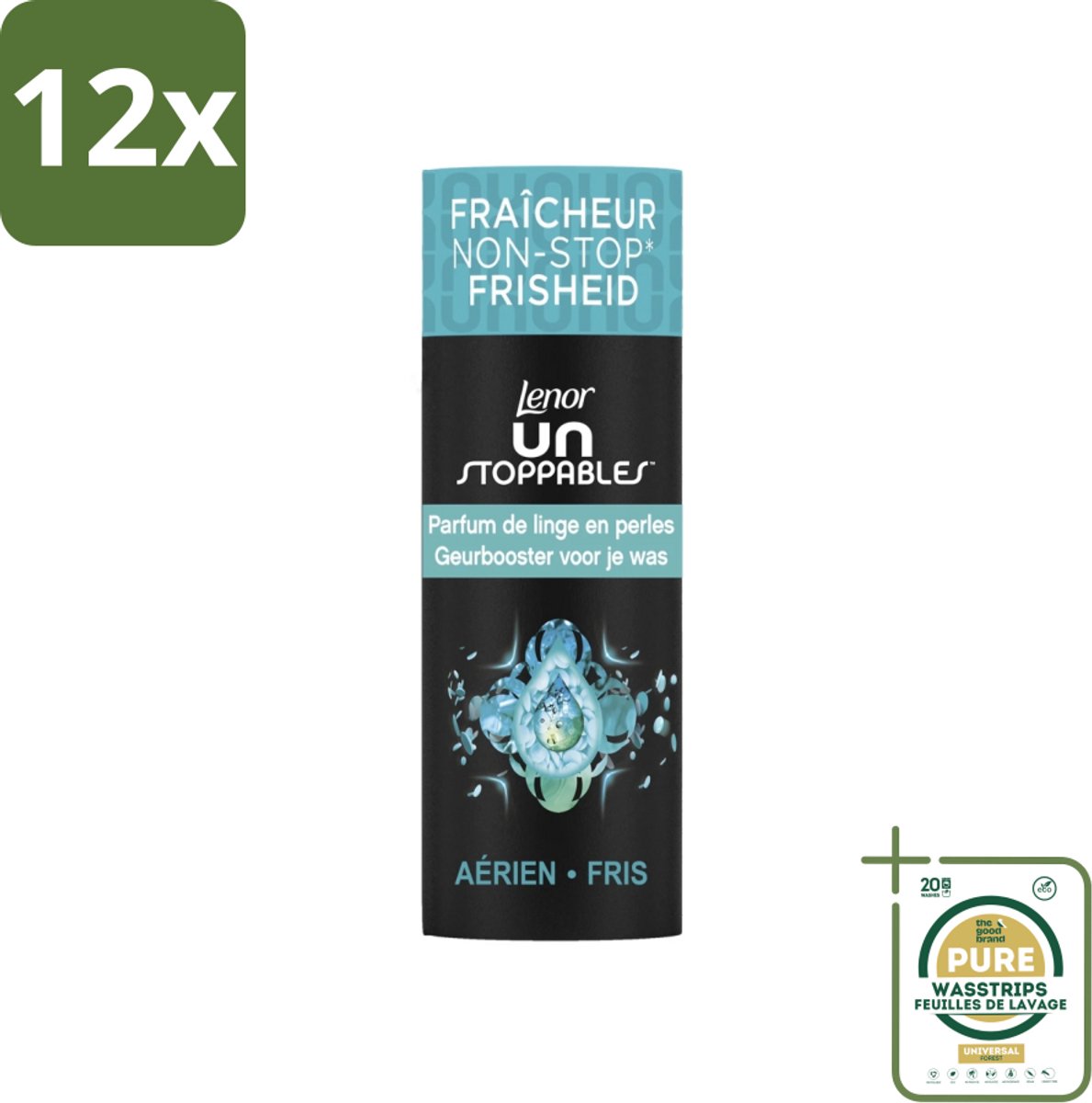 Lenor Unstoppables - Geurbooster - Fris - 13 Wasbeurten - Voordeelverpakking - 12 stuks - Wasverfrissers - Langdurige geur