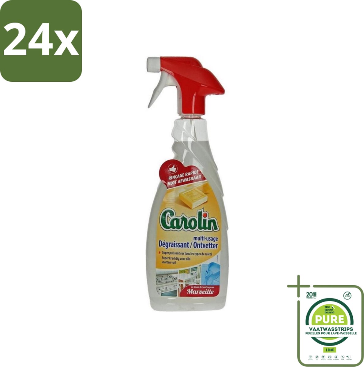 Carolin - Keukenreiniger - Ontvetter - 650 ml - Voordeelverpakking - 24 stuks - Keukenreiniger - Ontvetter