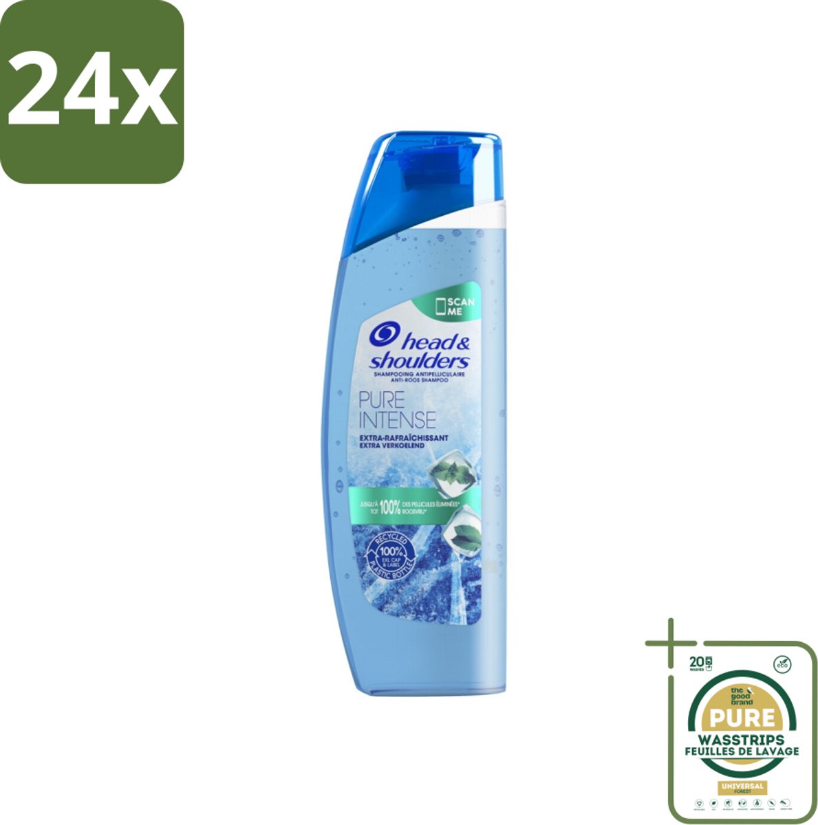 Head & Shoulders - Anti-Roos Shampoo - Pure Intense - Extra Verkoelend - 250 ml - Voordeelverpakking - 24 stuks - Verkoelende shampoo - Hoofdhuidverzorging