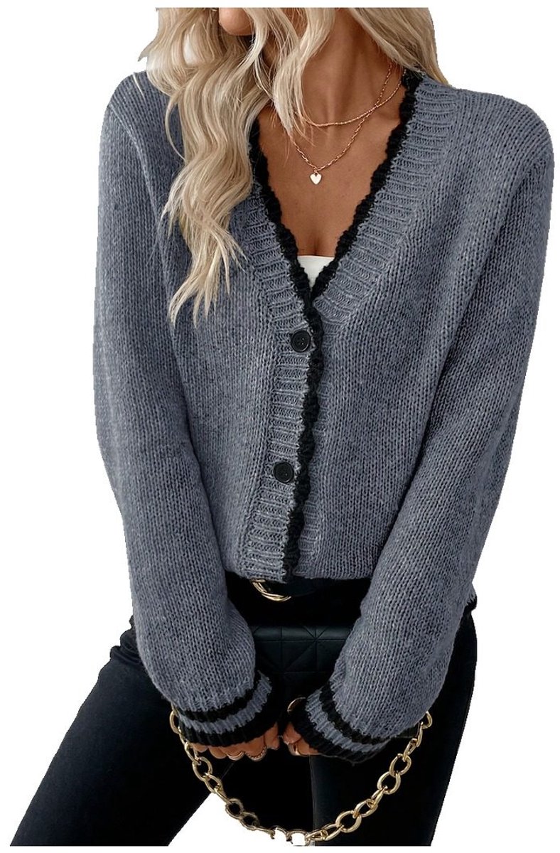 Currero Cardigan Dames Vest Vrouwen Met Knopen Volwassenen Warm Gebreid Vest Long 2 Gemengde Kleur