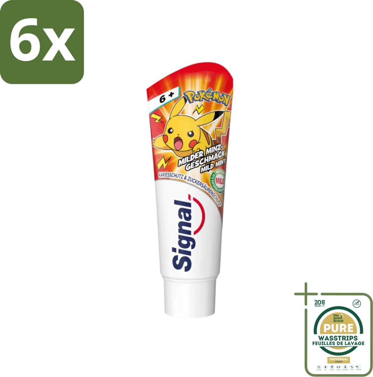 Signal - Pokémon - Tandpasta - Milde Munt Smaak - Anti-Tandsteen - Kinder 6+ Jaar - 75 ml - Voordeelverpakking - 6 stuks - Anti-tandsteen tandpasta - Fluoride tandpasta