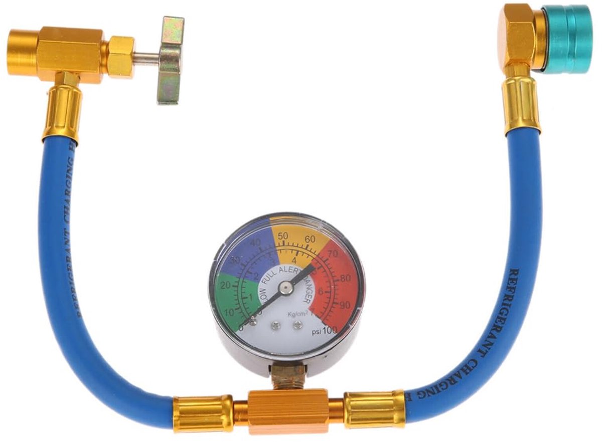 BOOMBOOST R1234YF Koelmiddeloplaadslangset met oplaadslang en manometers, 1,27 cm LH zelfafsluitende blikkraan opener - ShopVlot