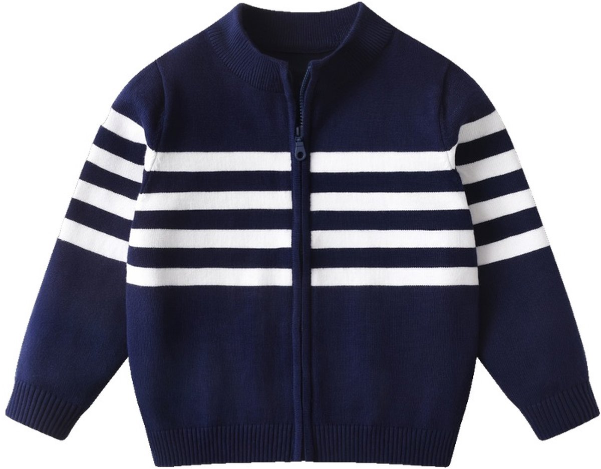 Currero Vest Jongens Met Rits Sweater Jongen Cardigan Gebreid Sweaters Hoodie Warme Trui Lange Mouw Donkerblauw 11 Jaar