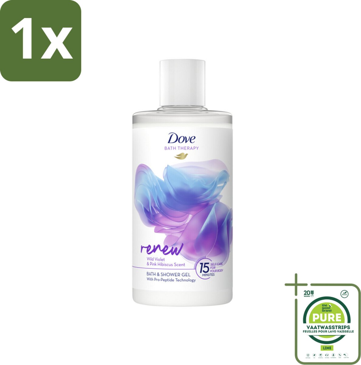 1 x Dove Bath Therapy Renew Badschuim & Douchgel 400 ml - Badschuim - Badproducten - Dove - Huidverzorging - Hydraterend