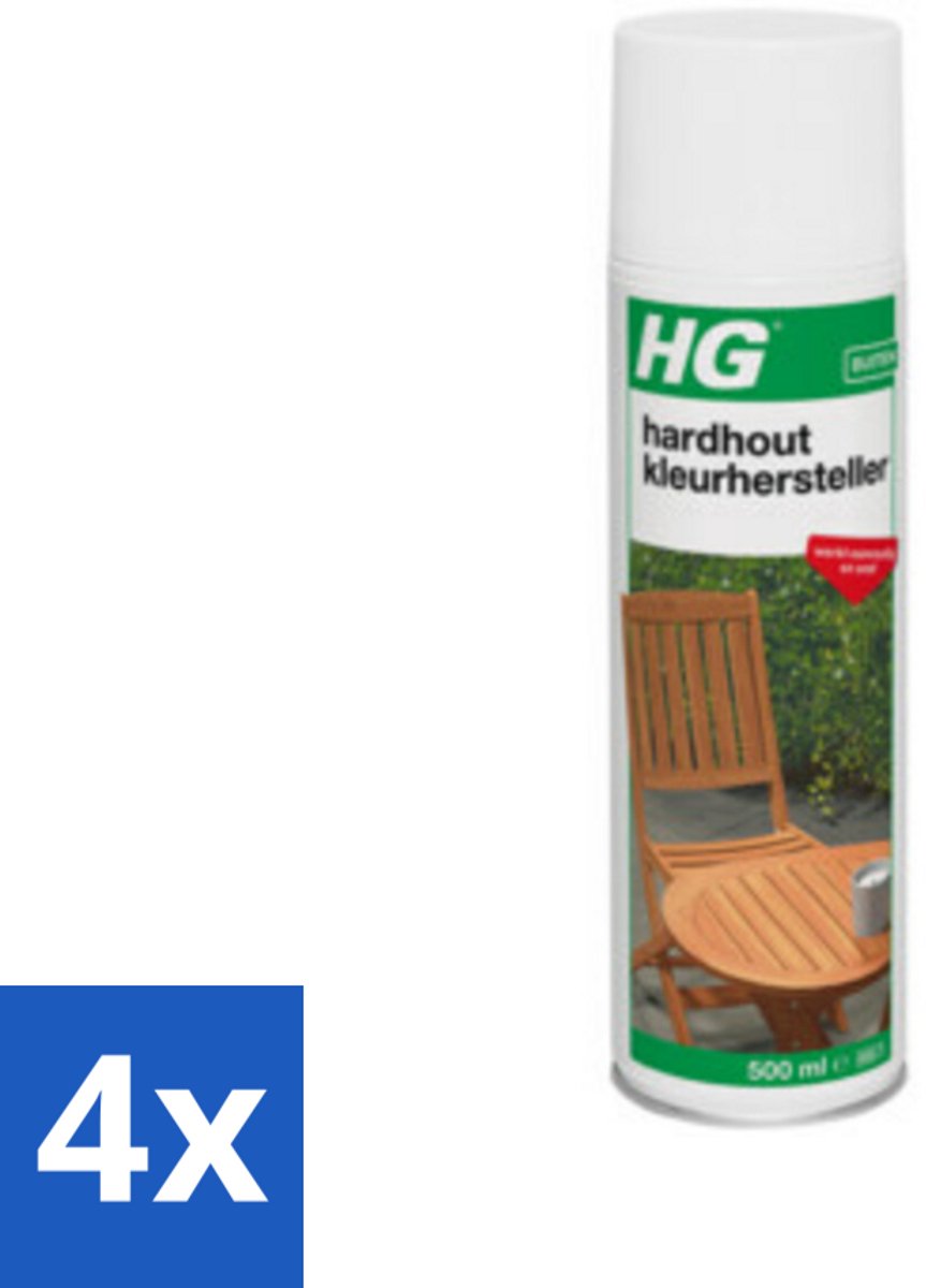 4 x HG - Buiten - Hardhout Kleurhersteller - Werkt Eenvoudig & Snel - 500 ml - Tuinmeubelen - Hardhout - Kleurhersteller - Hout Beschermen - Hout Onderhoud