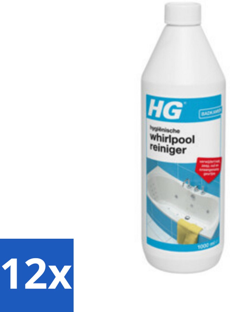 12 x HG Hygienische Whirlpool Reiniger 1 liter - Whirlpoolreiniger - Badreiniger - Kalkverwijderaar - Badkuur - Whirlpool Schoonmaken