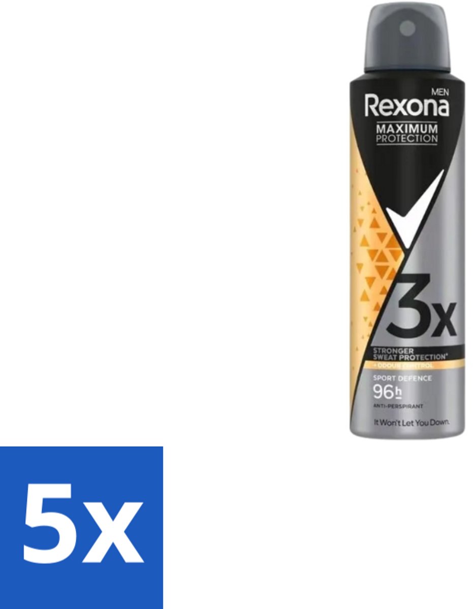 5 x Rexona – Deodorant Spray – Maximum Protection Sport Defence – 150 ml - Sport Deodorant - Sportdefensie - Transpiratiebestendig - Frisheid - Sportgeur