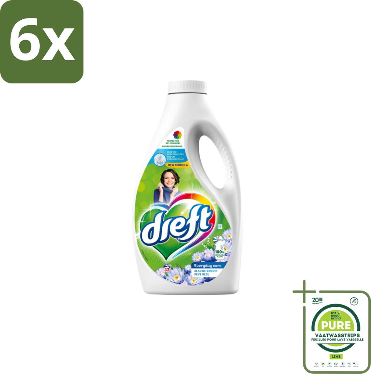 Dreft – Vloeibaar Wasmiddel – Blue Dream – 32 Wasbeurten - Voordeelverpakking - 6 stuks - Wasmiddel - Vloeibaar wasmiddel