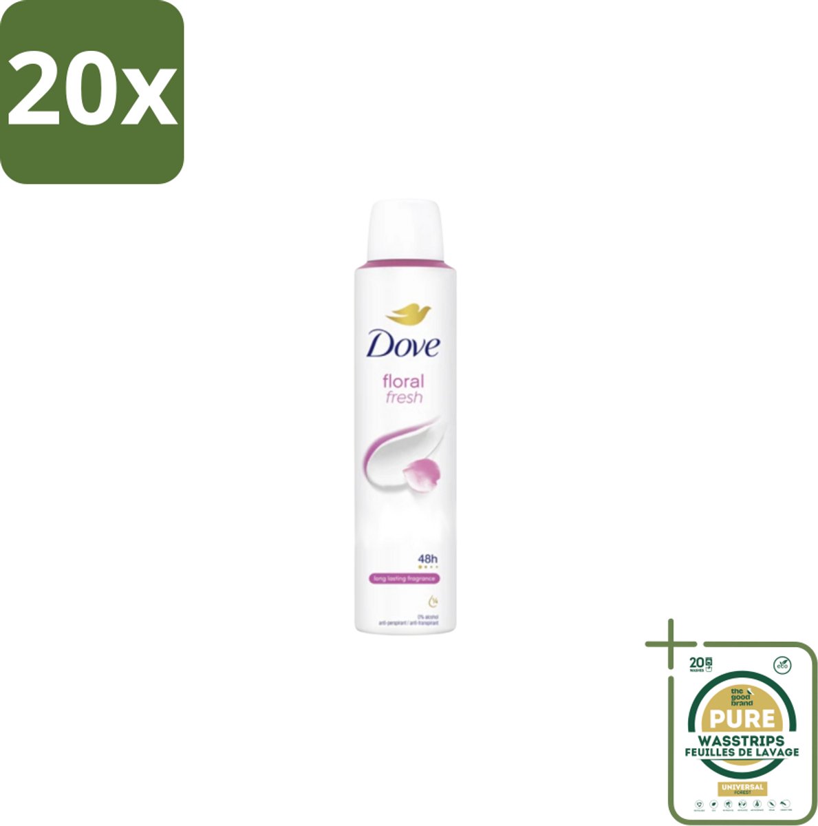 20 x Dove – Deodorant Spray – Floral Fresh – 200 ml - Grootverpakking - Anti-transpirant Spray - Zweetvermindering - Geur - Bloemige Geur - Geurvermindering