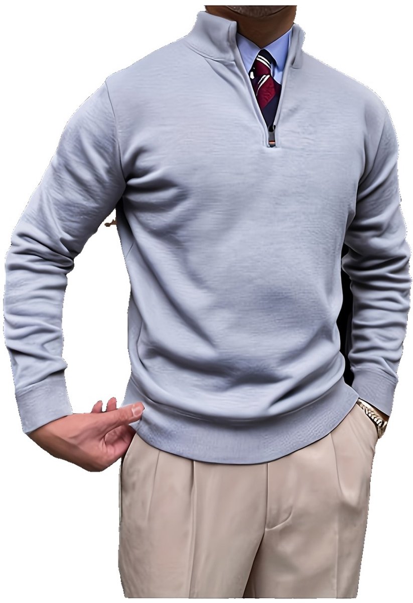 Currero Quarter Zip Heren Sweater Met Rits Jumper Quarterzip Hoodie Warme Trui Vest Lang Coltrui Ruimtegrijs