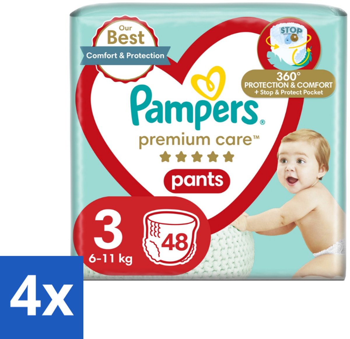Pampers – Luierbroekjes – Premium Care Pants Maat 3 – 48 Luiers - Voordeelverpakking - 4 stuks