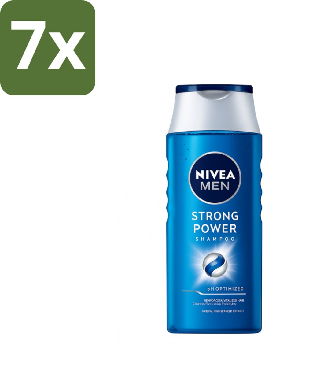 7 x NIVEA MEN – Shampoo – Strong Power – 250 ml - Kabel - Kabels - Kabelsysteem - Kabelsysteem