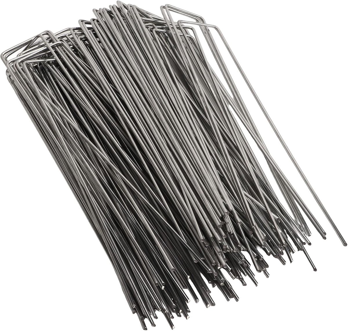 100 Stuks U-vormige Tuinpalen van Gegalvaniseerd Staal, Ideaal voor Beveiliging van Grondstoffen, Hekken en Tuintenten, 1,6 x 3,9 Inch