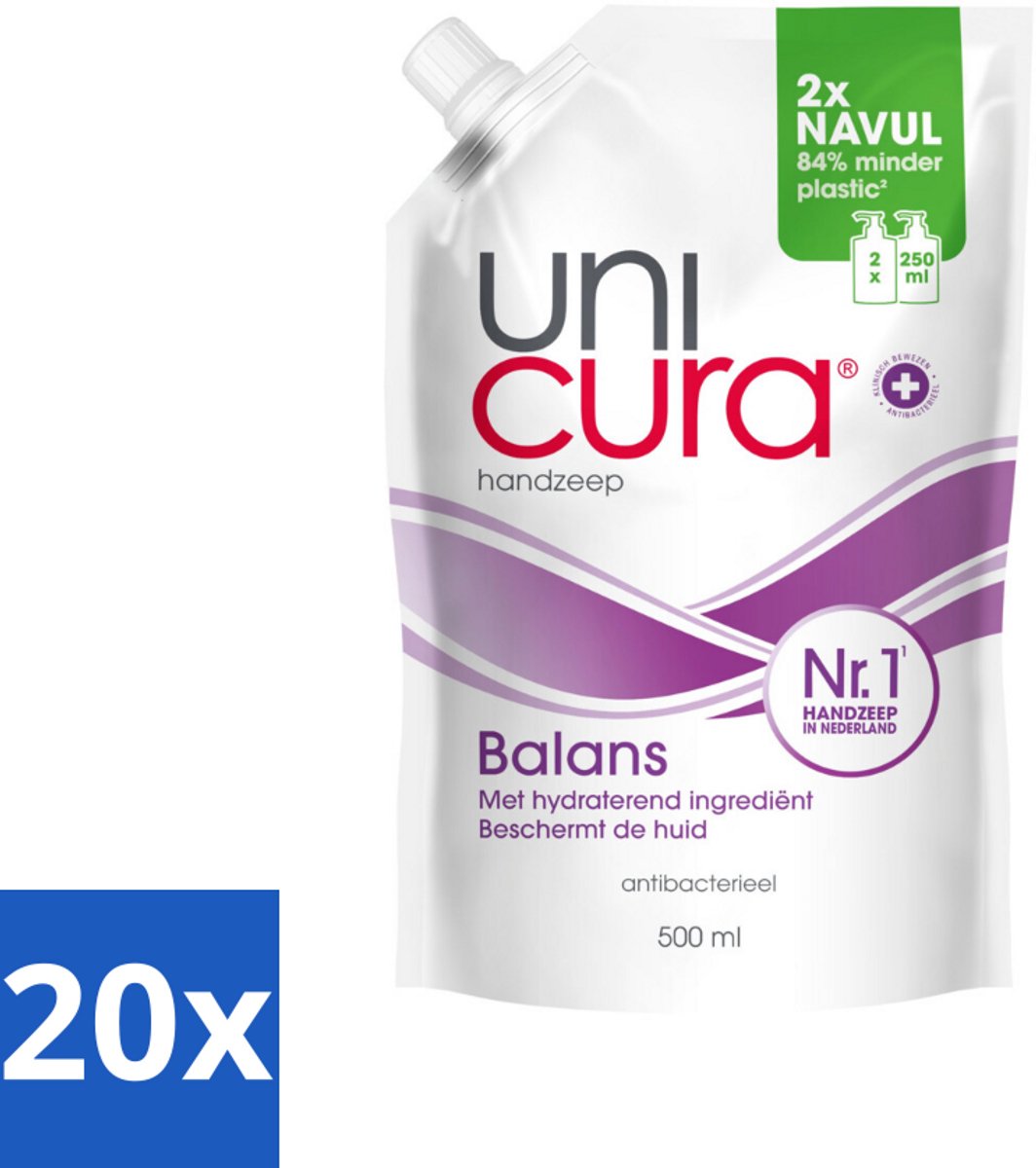 20 x Unicura – Vloeibare Handzeep Navulling – Balans – 500 ml - Kabel - Kabels - Kabelsysteem - Kabelsysteem