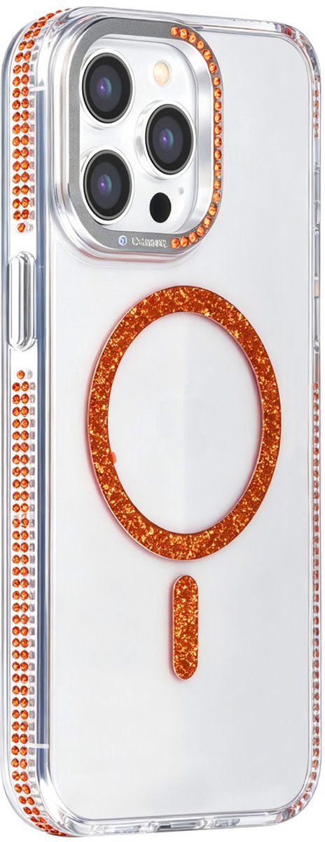 TUNIQ Backcover hoesje voor Apple iPhone 15 Pro Max - Diamond MagSafe TPU+PC - Oranje