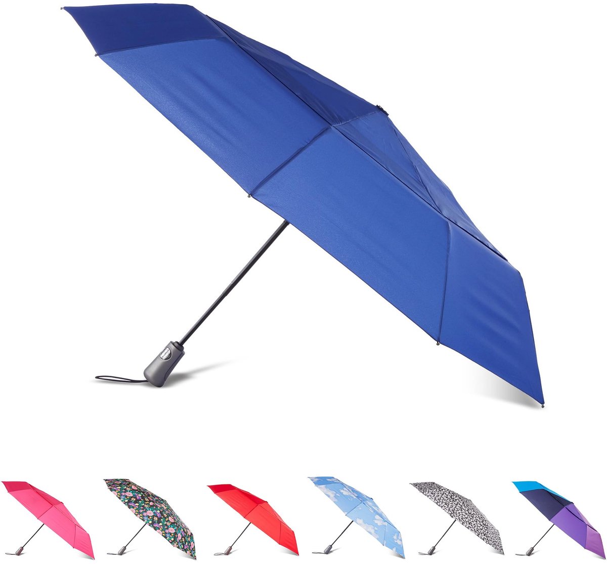 totes Gerecycleerde grote InBrella Reverse Close Opvouwbare Paraplu met Auto Open/Close Technologie, BLAUW, 55 Inch - ShopVlot