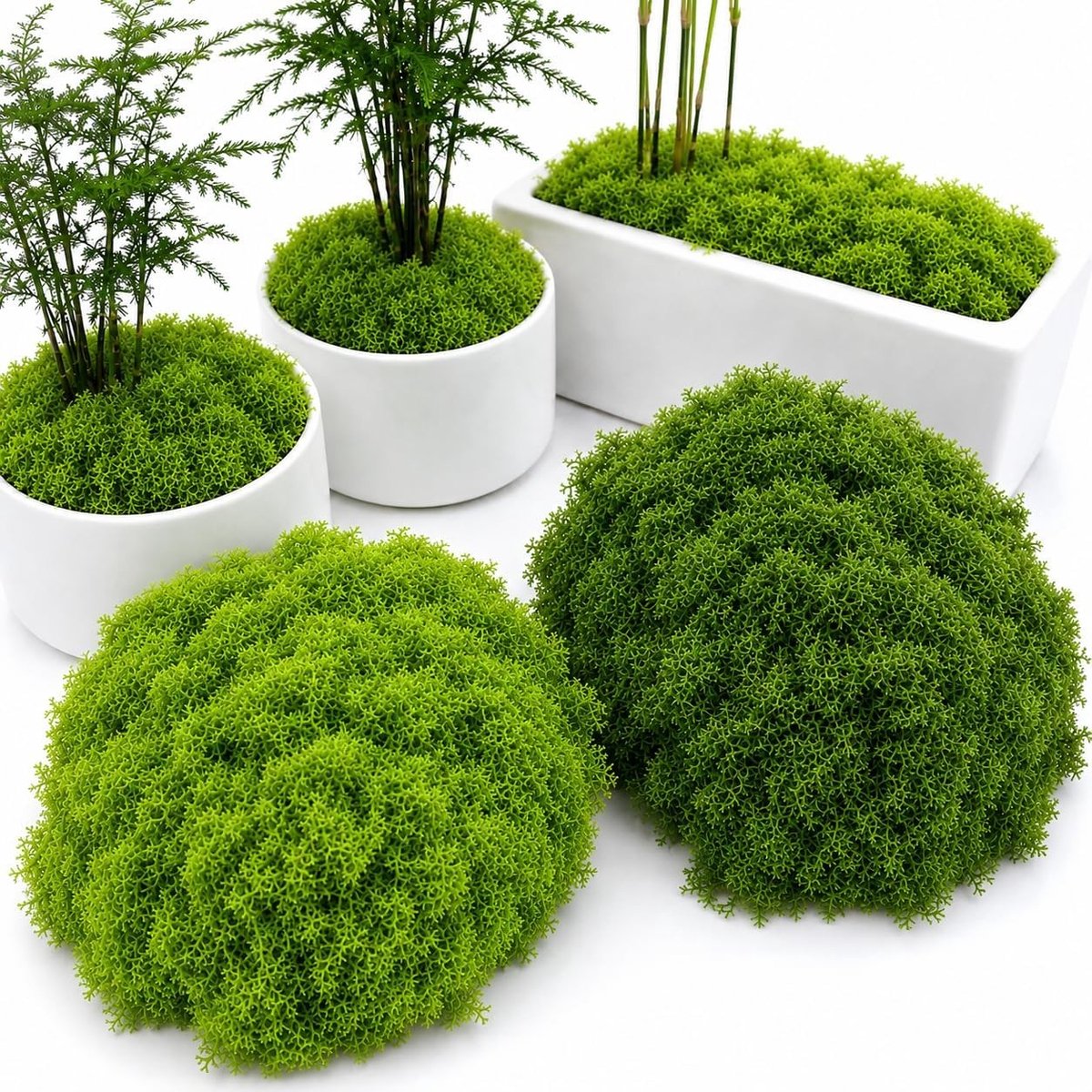 Kunstmos voor Decoratie en Knutselen, 200 G in Donkergroen en Lichtgroen, Ideaal voor Modelbouw en Creatieve Projecten