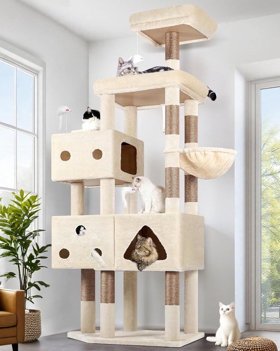 Krabpaal XXL - Kattenboom Luxe - Spelen Klimmen - Zeer Stabiel - 207 cm Hoog - Donkergrijs