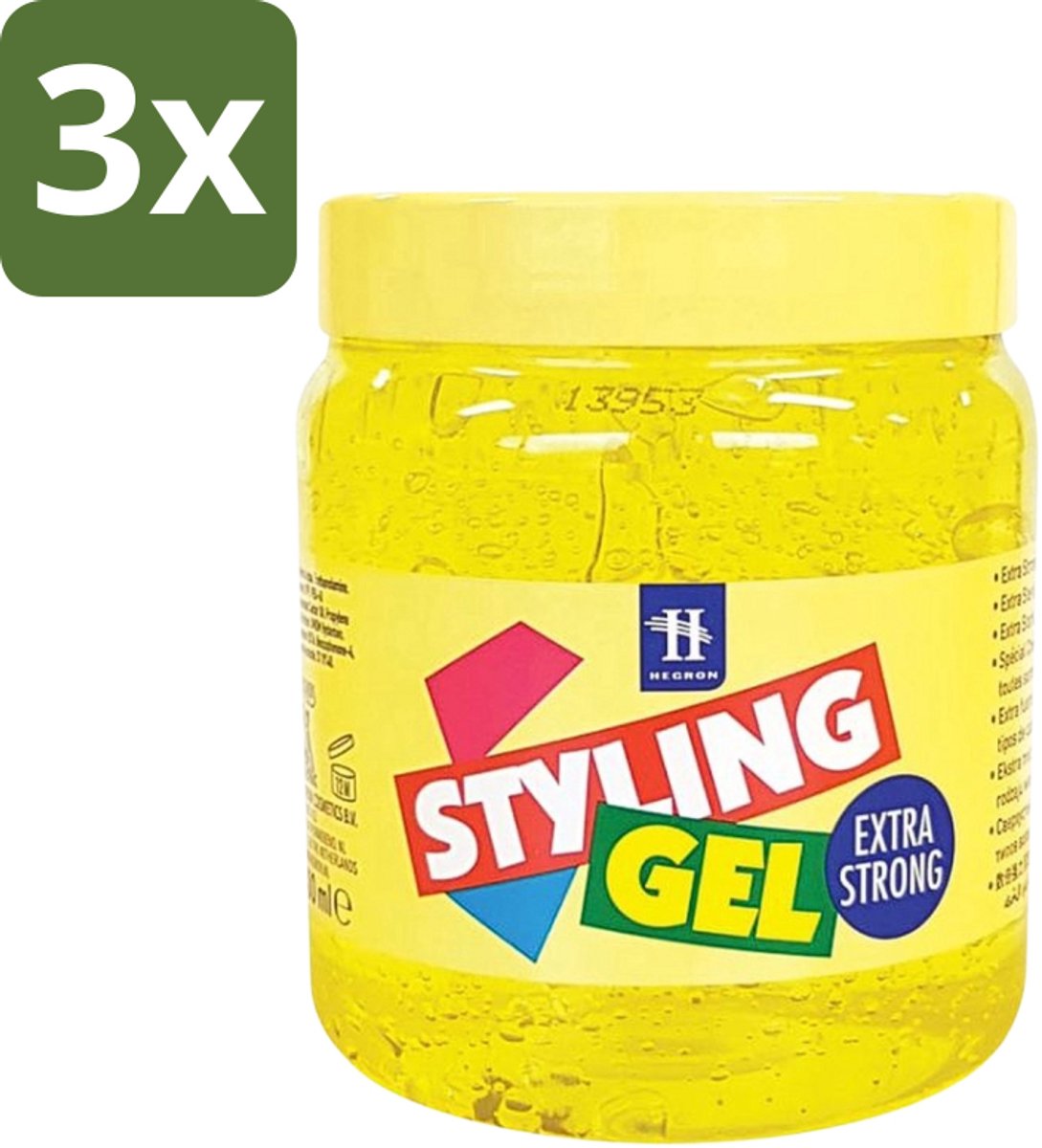 3 x Hegron - Styling Haargel - Extra Strong - Voor Sterke Fixatie - 500 ml - Styling Gel - Haargel - Extra Strong - Haartype - Fixatie