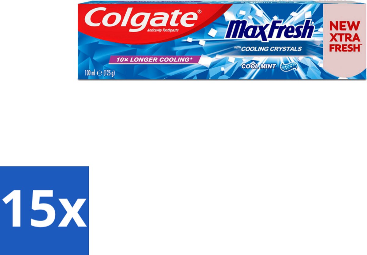 15 x Colgate Tandpasta Maxfresh Coolmint 100 ml - Tandpasta - Frisse Adem - Mondhygiëne - Cariës Bestrijden - Tandplak Verwijderen