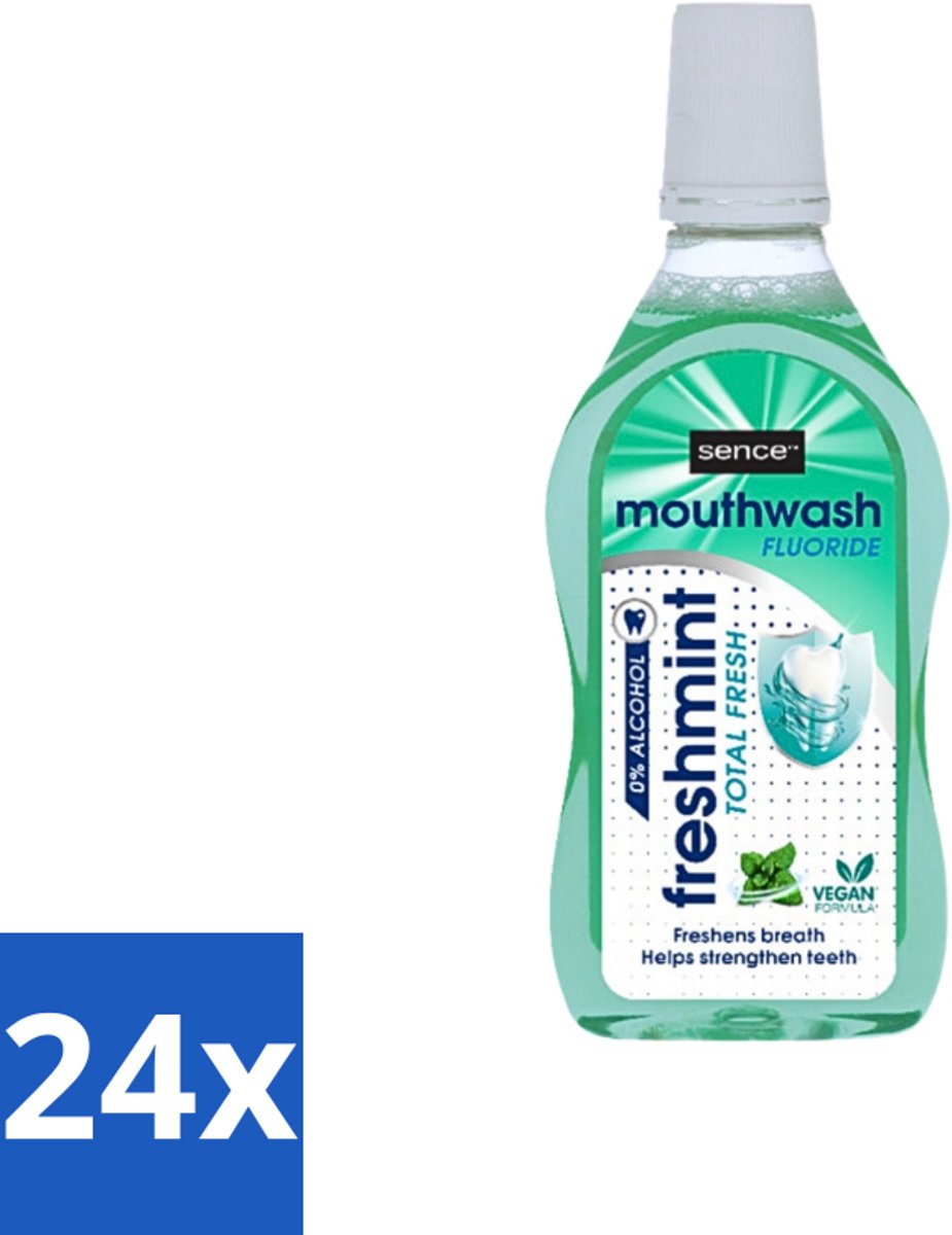 Sence - Fresh Freshmint - Mondwater - Fris & Muntig - 500 ml - Voordeelverpakking - 24 stuks