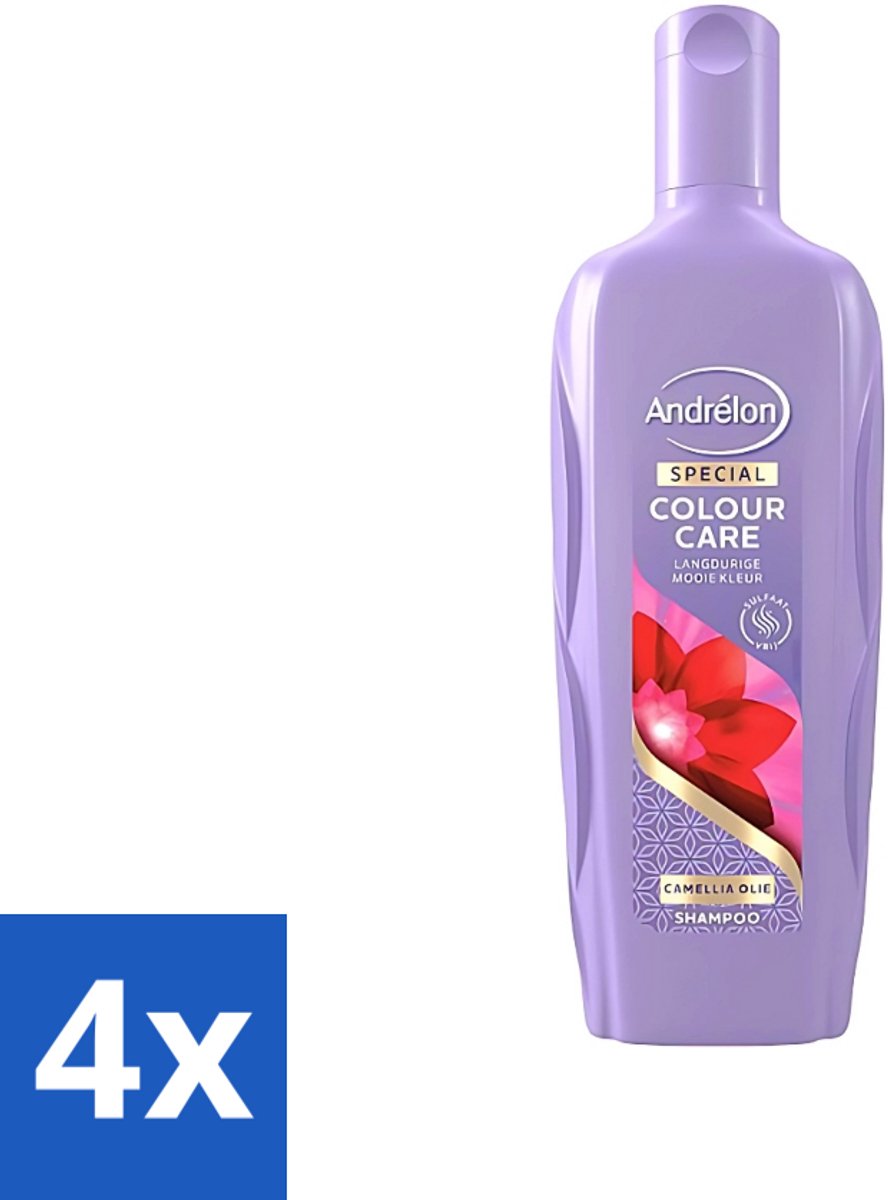 4 x Andrélon - Colour Care - Shampoo - Sulfaatvrij - 300 ml - Kleurbehoud - Sulfaatvrije Shampoo - Gekleurd Haar - Haarverzorging - Camellia-olie