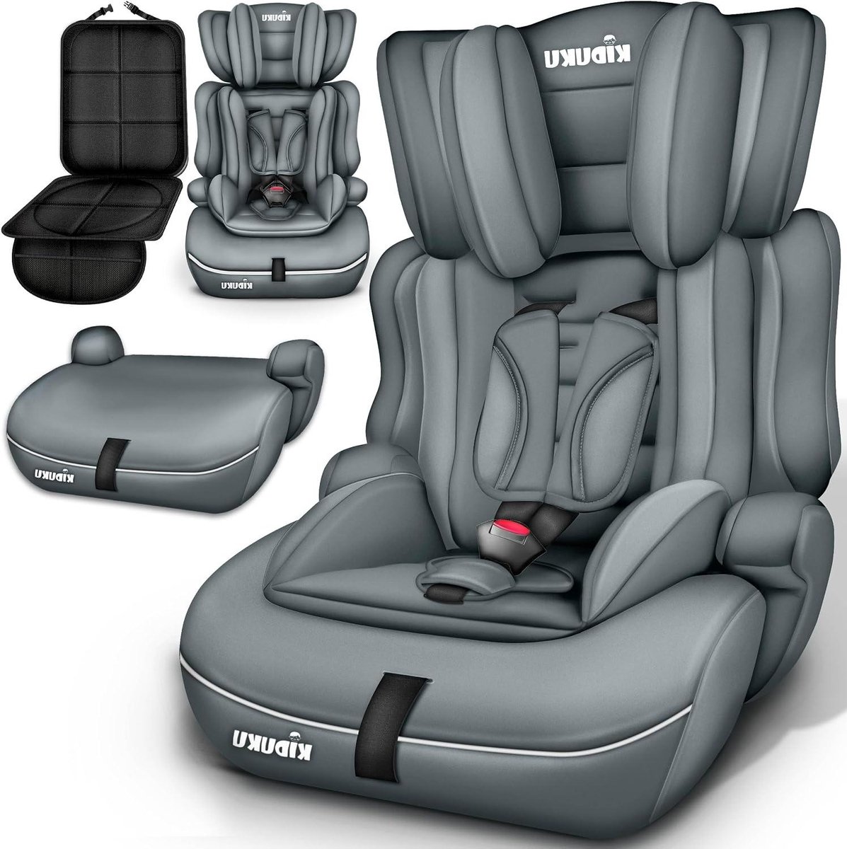 Autostoel - Kinderzitje Groep 1/2/3 - Veilig Reizen - ECE R129/03 Goedgekeurd - 9-36 kg - Grijs
