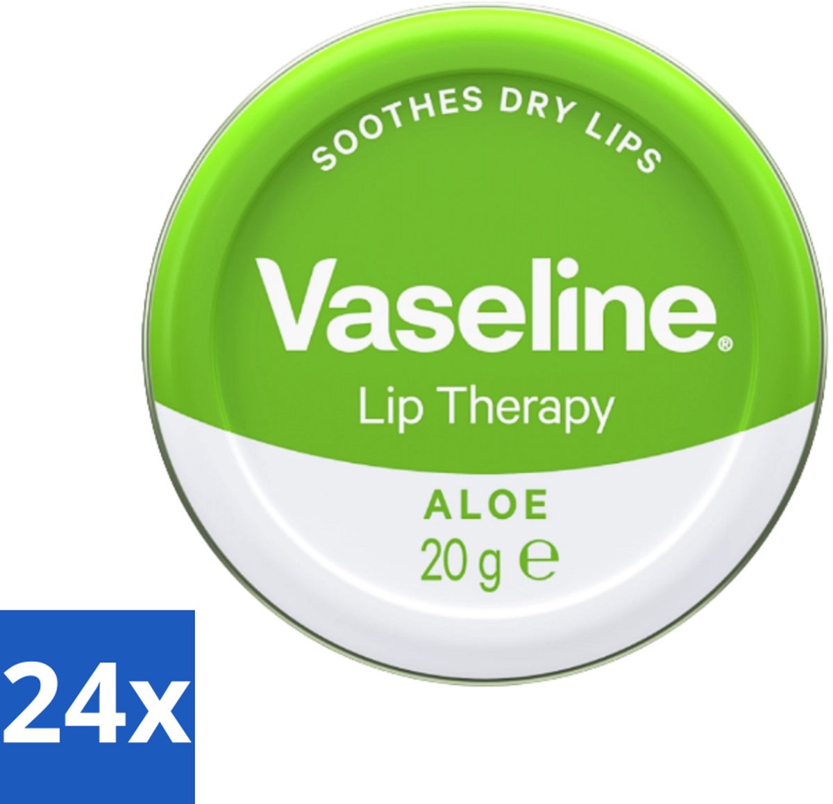 24 x Vaseline - Original Tin - Lip Therapy - Aloë Vera - 20 g - Lippenbalsem - Aloë Vera - Droge Lippen - Lippenverzorging - Vochtigheid