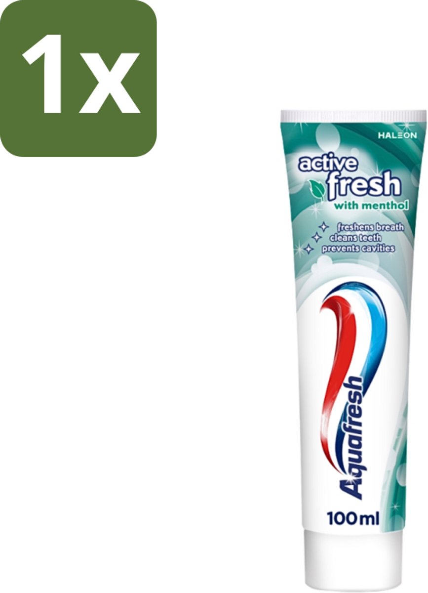 1 x Aquafresh - Tandpasta - Verfrissende Reiniging - Menthol - 100 ml - Tandpasta Menthol - Verfrissende Reiniging - Mondverfrissend - Tandplak Verwijderen - Tandsteen Voorkomen