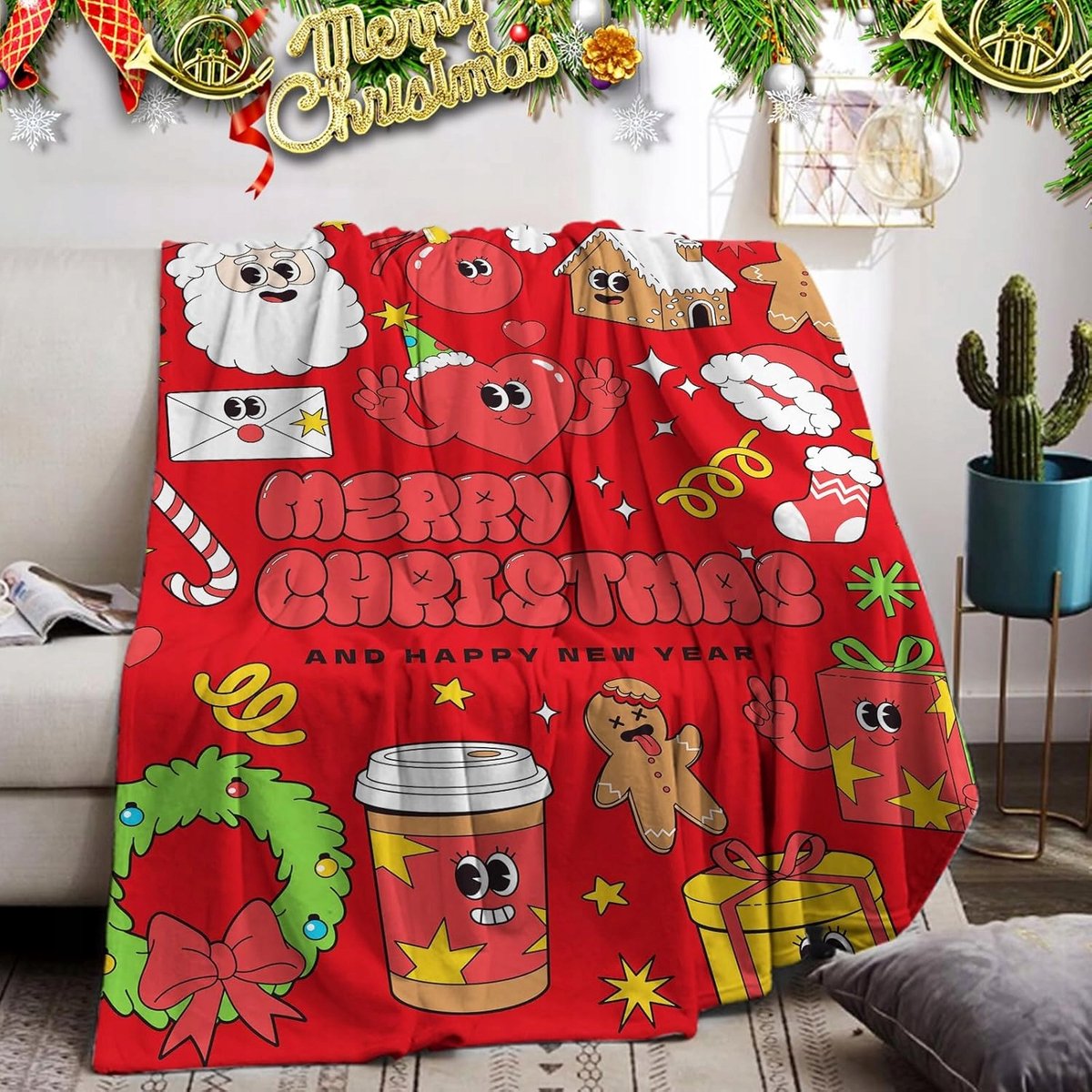 Zachte Kerst Plaid Deken 150x200cm Rood - Perfect Cadeau