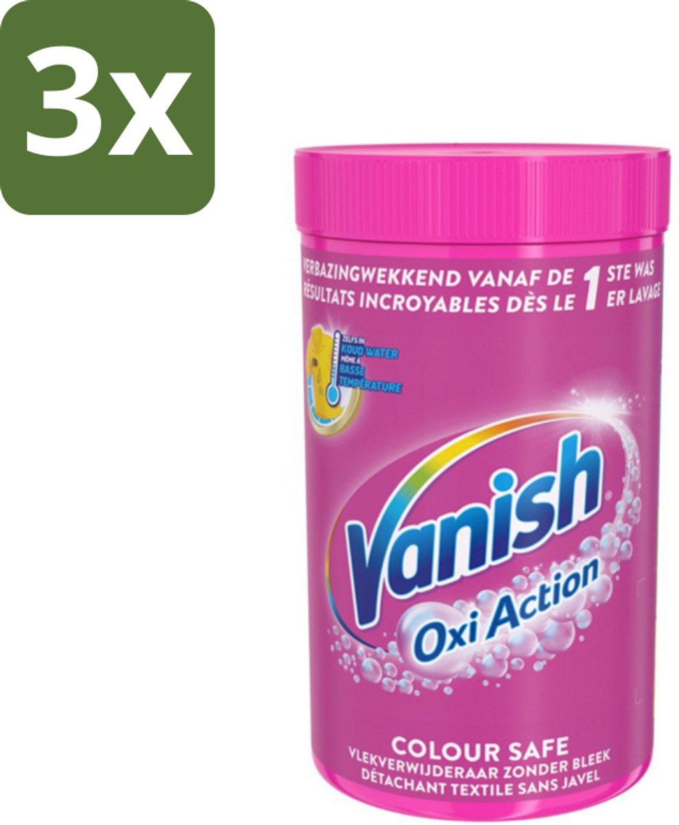 3 x Vanish Oxi Action - Veilige Kleur - Vlekkenverwijderaar Poeder - Zonder Bleek - Gekleurde Was - 1.5 Kg - Vlekverwijderaar - Kleur Veilig - Wasmiddel - Poeder - Gekleurde Was