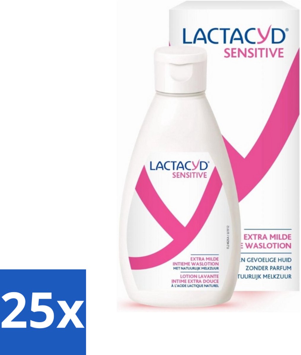 25 x Lactacyd Sensitive - Intieme Waslotion - Extra Gevoelig - Met Natuurlijk Melkzuur - 300 ml - Intieme Waslotion - Gevoelige Huid - Melkzuur - Katoenextract - Extra Milde Waslotion