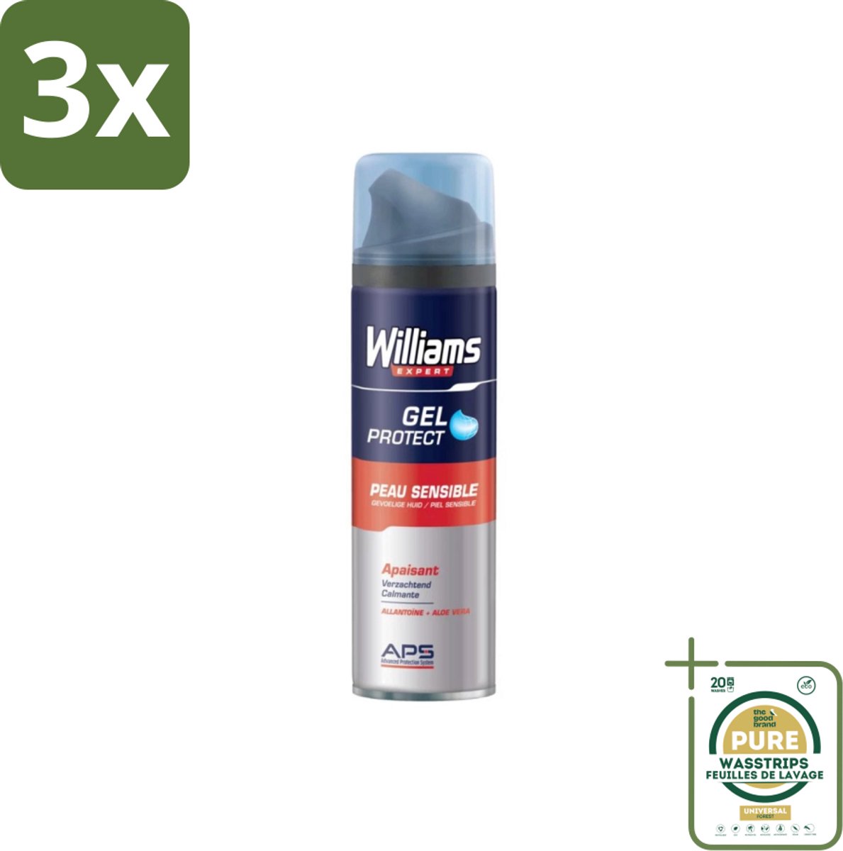 3 x Williams - Expert - Scheergel - Gevoelige Huid- 200 ml - Grootverpakking - Scheergel Voor Gevoelige Huid - Gevoelige Huid Scheerproducten - Beschermende Scheergel - Verzachte Scheergel - Scheren Zonder Irritatie