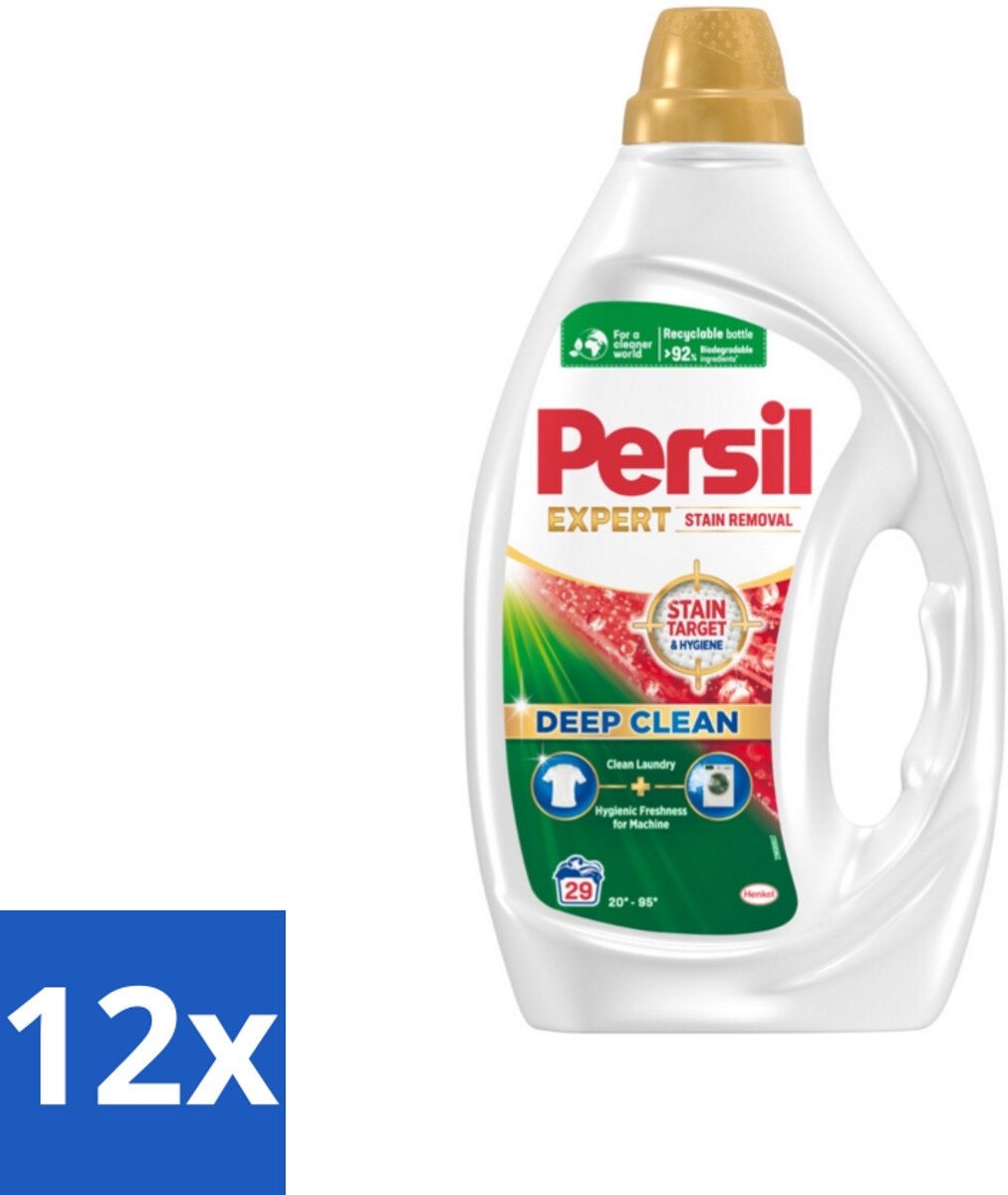 12 x Persil Expert - Vlekverwijdering - Vloeibaar Wasmiddel - Witte en Gekleurde Was - 29 Wasbeurten - Vlekkenverwijderaar - Wasmiddel - Vloeibaar Wasmiddel - Witwas - Gekleurde Was