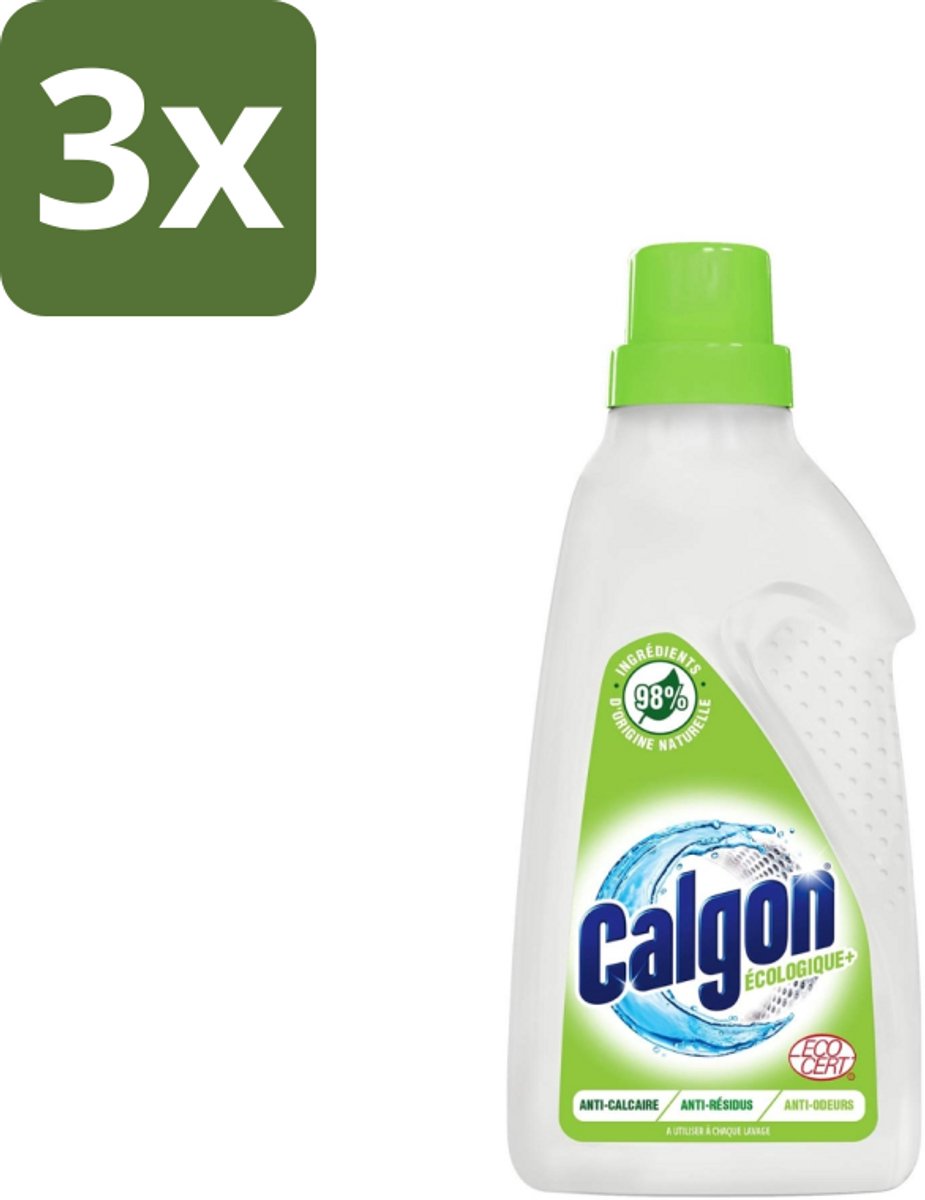 3 x Calgon - Wasmachinereiniger - Gel - Ecologisch - Tegen Kalkaanslag / Wasmiddelresten / Geuren - 750ml - 15 Wasbeurten - Wasmachine Reinigen - Kalkaanslag Voorkomen - Wasmiddelresten Verwijderen - Geuren Neutraliseren - Ecologische Reiniger