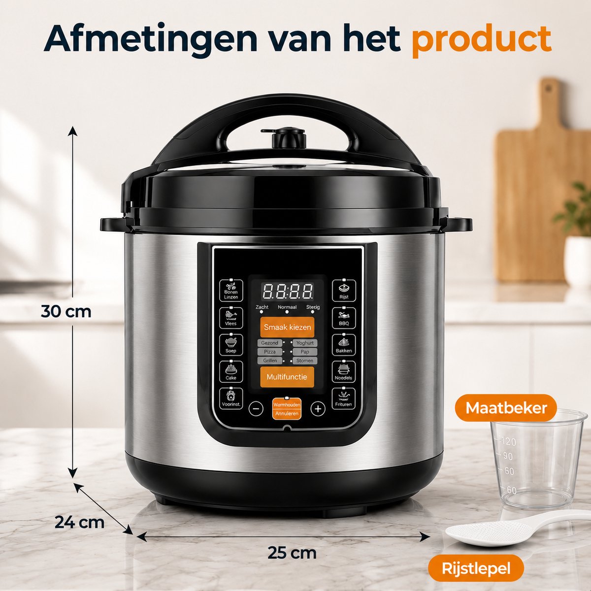 Rijstkoker -15-in-1 Elektrische Rijstkoker en Multicooker van RVS – Snelkookpan, Slowcooker, Stoomkoker, Yoghurtmaker en Sauteerfunctie – foto 7
