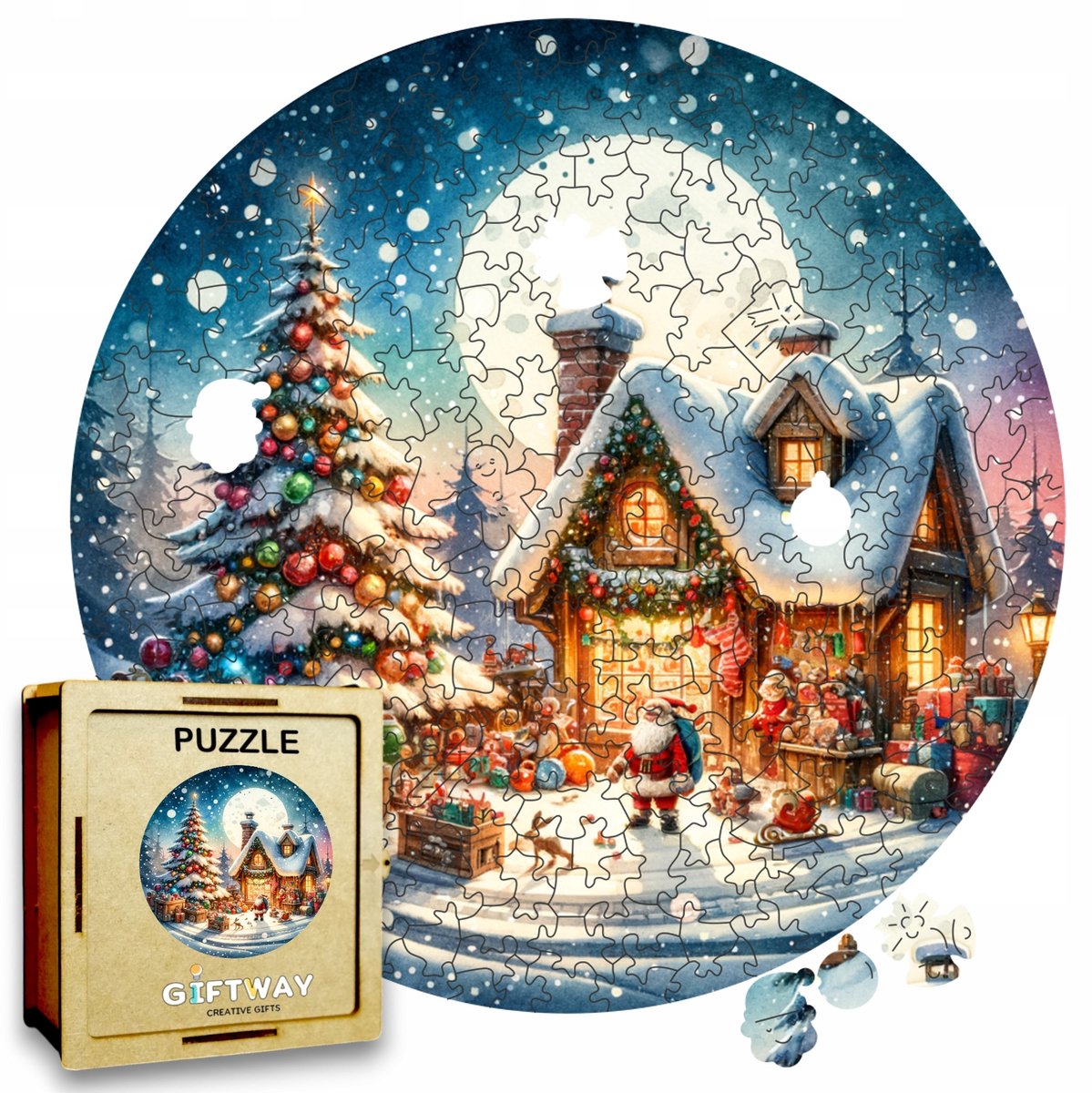 Houten Kerstpuzzel 217 Stukjes - Unieke Vormen, Decoratief