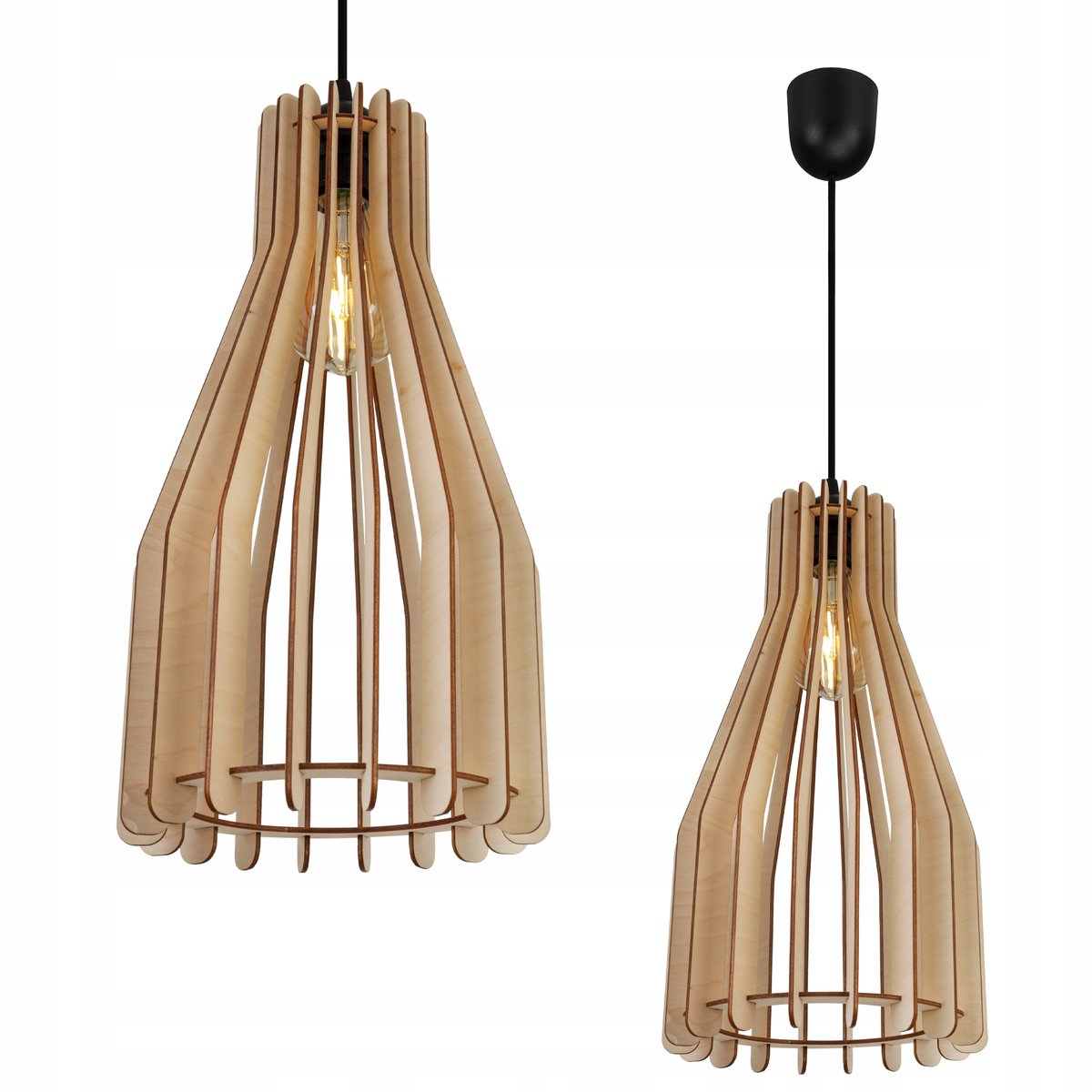 Merkloze Houten Hanglamp, Modern Boho Design, LED Skilled